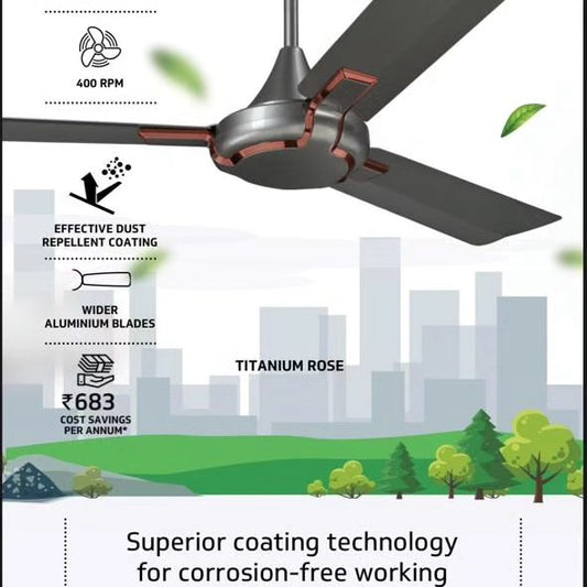 V-GUARD Glado Prime VX Ceiling Fan Titanium Rose