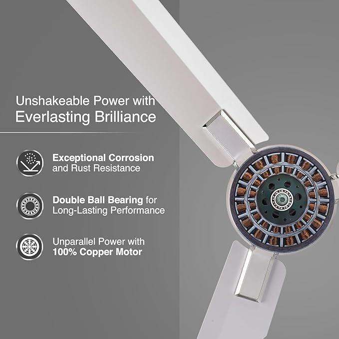 V-GUARD Glado Prime VX Ceiling Fan Pearl White Silver