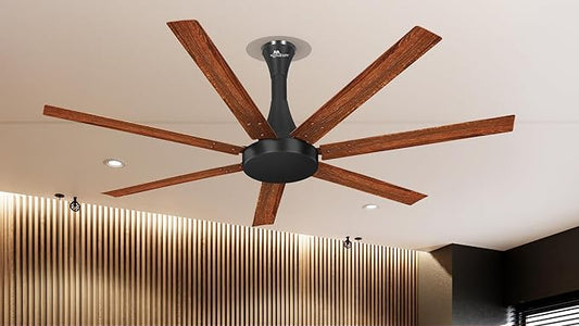 RR Signature Aethar Flow 52"High Air Delivery Ceiling Fan with 7 Blades, Low Noise, 16 Pole 40% More Copper Motor (Mahogany), 5 Year Warranty, Free Installation