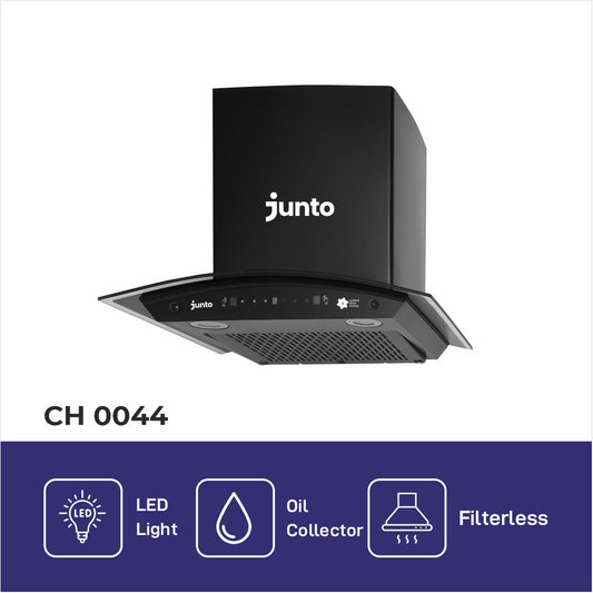 UCOOK JUNTO By United Ekta Engg. CH0044|Curved Glass Kitchen Chimney , Black