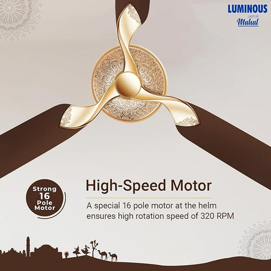 RR Signature Jaipur Mahal 1320mm Designer Ceiling Fan for Home and Office 5 Years Warranty, (Tan Brown)