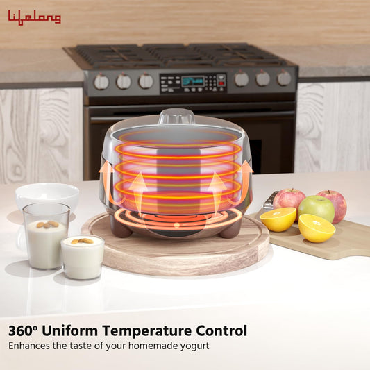 Lifelong Yogurt & Curd Maker for Home | Automatic Curd Maker with Auto Temperature Regulation | Electric Probiotic Yogurt Maker Machine for Kitchen (1 Litre) | 304 Stainless Steel Container (LLECM09)