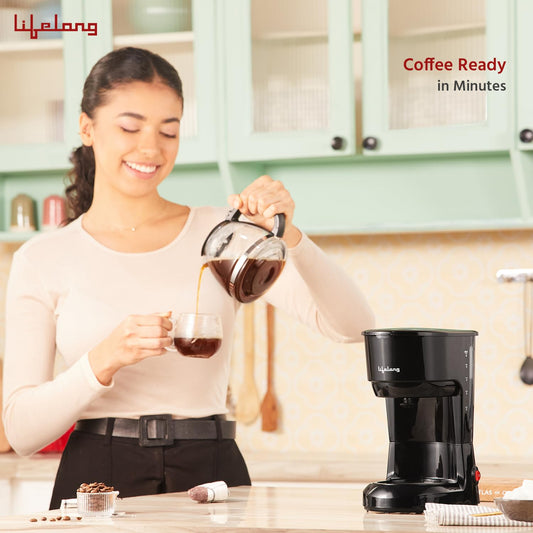 Lifelong Drip Coffee Maker 5 Cups - Durable Home Coffee Machine