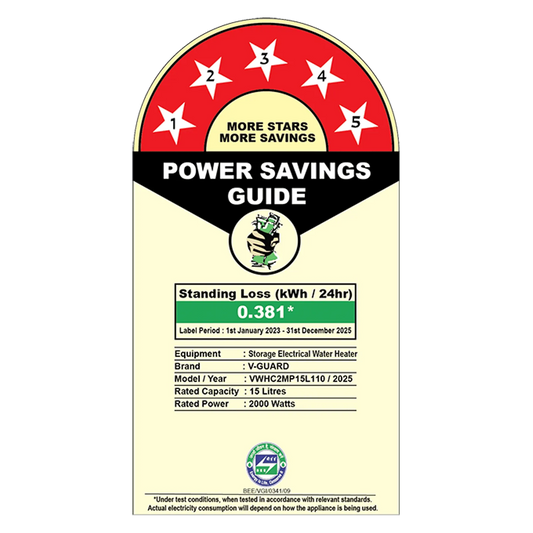 V-GUARD LUXECUBE 15 Litre 5 Star Vertical Smart Geyser (White)