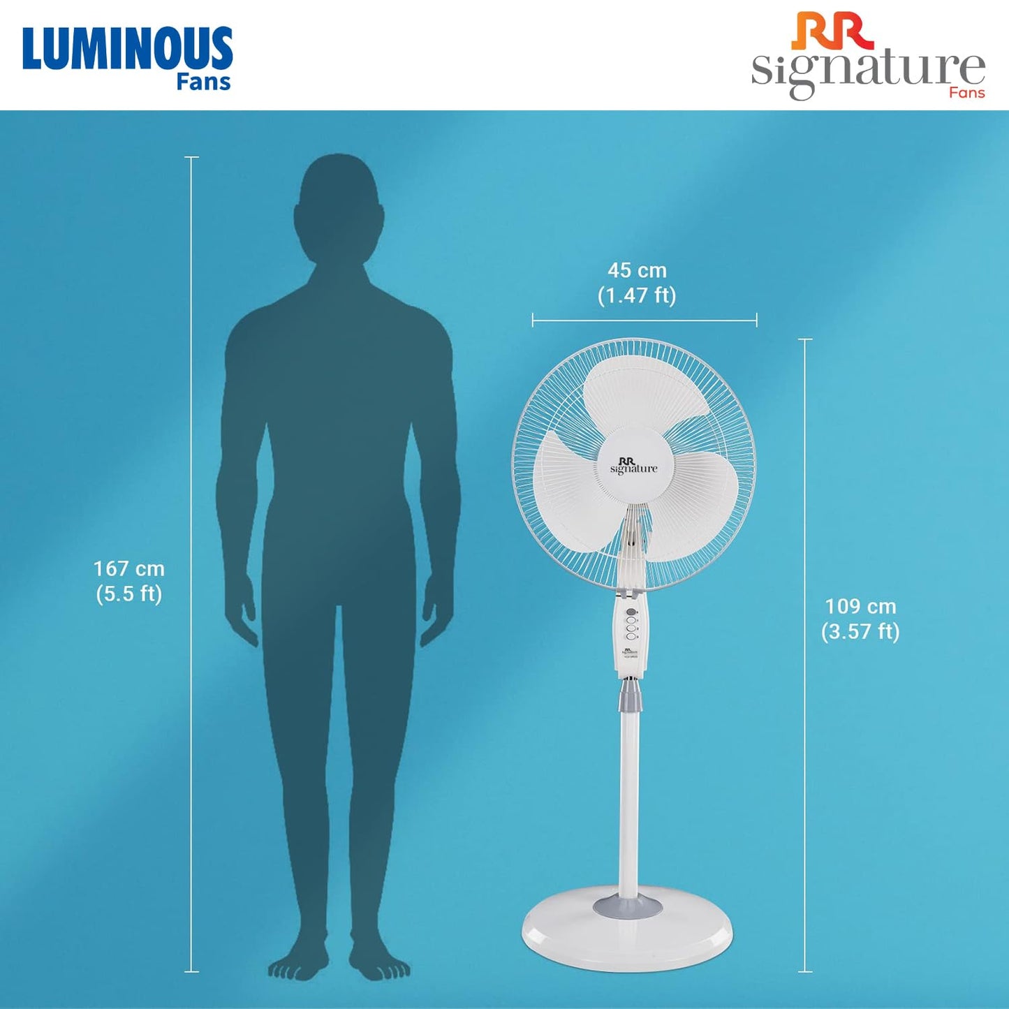 RR Signature Mojo Plus Pedestal Fan High Speed (White) I Stand Fan I 3 Year Warranty