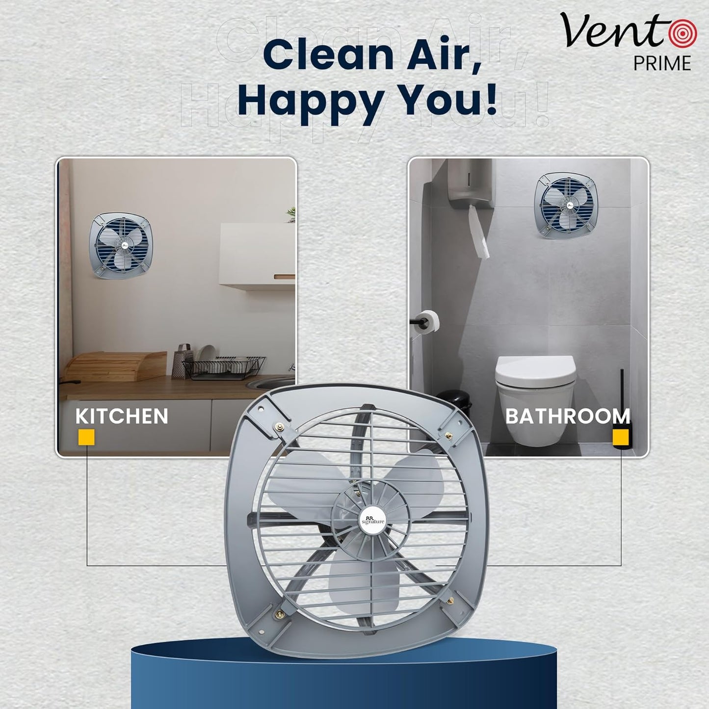 RR Signature Vento Prime 300 MM With Guard Exhaust Fan| Plastic Frame | Metal Blades | 3 Year Warranty (Grey)