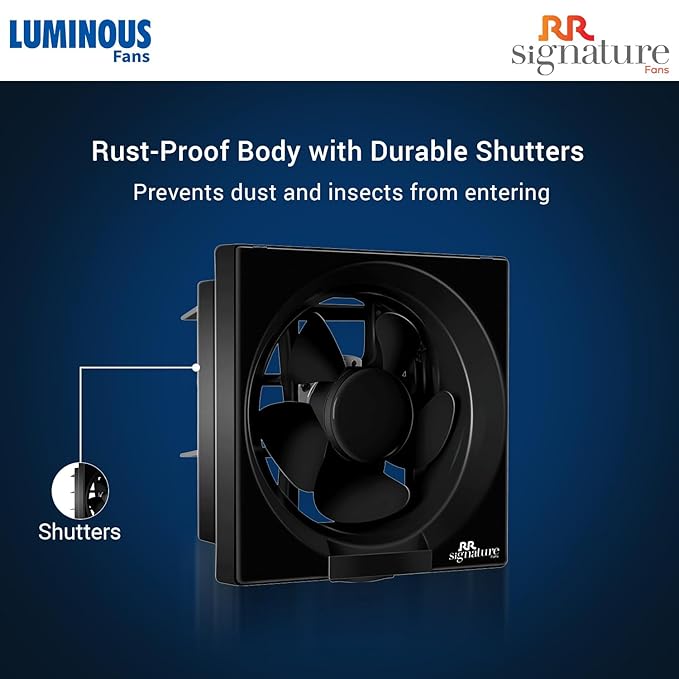 RR Signature Vento Deluxe 250 MM Exhaust Fan For Kitchen, Bathroom with Strong Air Suction, Rust Proof Body and Dust Protection Shutters (White & Black), 3 Year Warranty (Copy)