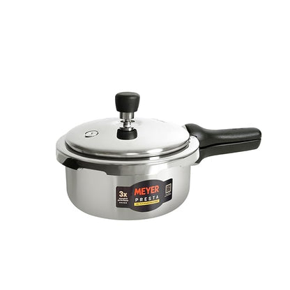 Meyer Presta Tri-Ply Stainless Steel Pressure Cooker 2.0L | Induction & Gas Compatible | ISI Certified | Outer Lid | 5 Years Warranty