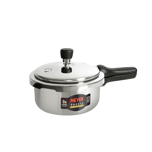 Meyer Presta Tri-Ply Stainless Steel Pressure Cooker 1.0L | Induction & Gas Compatible | ISI Certified | Outer Lid | 5 Years Warranty