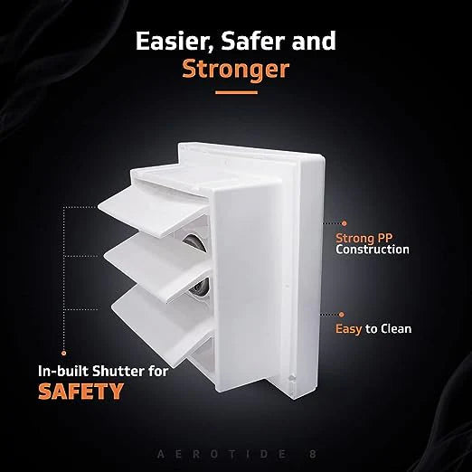 V-GUARD TIDALAIR SHUTTER TYPE EXHAUST FAN 8" (FOR 9.5"X9.5" CUTTING)