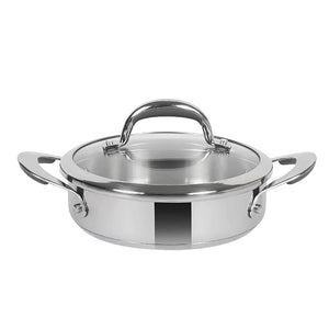 Meyer Select Nickel Free Stainless Steel Sauteuse with Glass Lid | Steel Saute Pan with Triply Base | Frying Pan with Lid | Gas and Induction Suitable | 28cm/ 4.7 Litre, Silver Visit the Meyer Store
