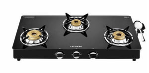 UCOOK JUNTO By United Ekta Engg. CG4003 A Series XL Gas Stove With Glass Cooktop (3 Burners)
