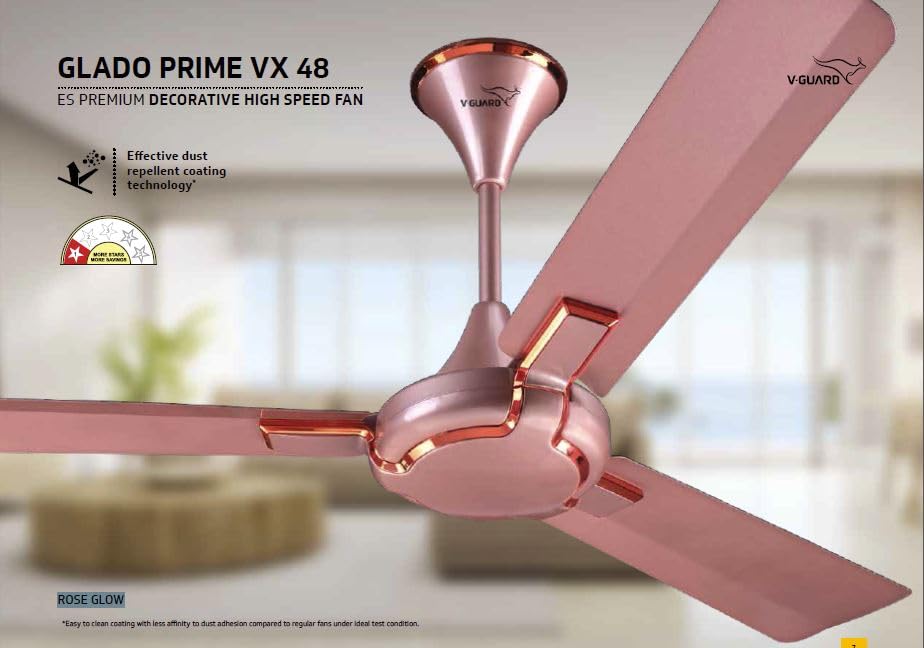 V-GUARD Glado Prime VX Ceiling Fan Rose Glow