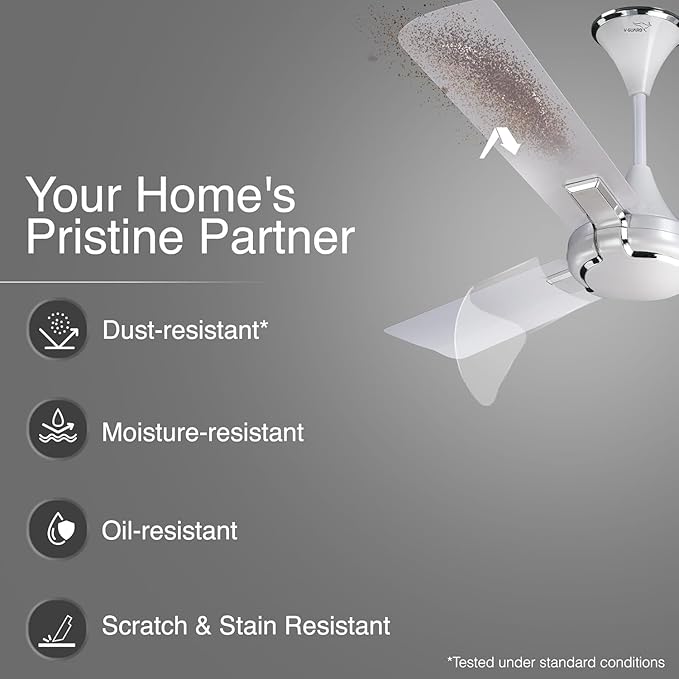 V-GUARD Glado Prime VX Ceiling Fan Pearl White Silver
