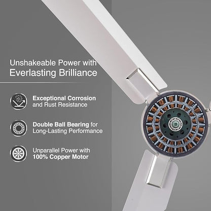V-GUARD Glado Prime VX Ceiling Fan Pearl White Silver