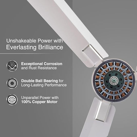 V-GUARD Glado Prime VX Ceiling Fan Pearl White Silver