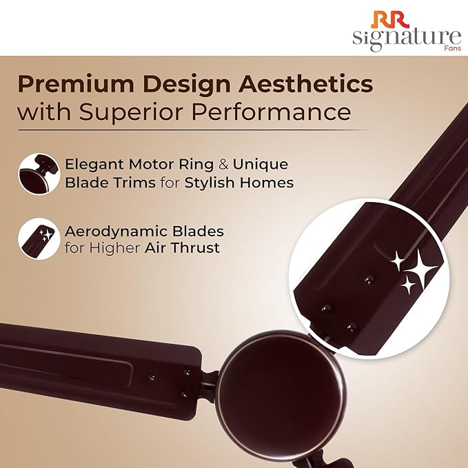RR Signature Tiger 1200MM Star-rated BEE Certified Energy Efficient Speed Ceiling Fan (Brown)