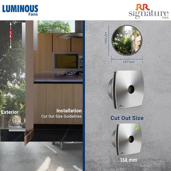 RR Signature Vento Air 150 MM High Speed Exhaust Fan, Bird Guard, Exhaust Fan for Bathroom, Noiseless, Anti-Rust Blades, Robust Body, Metal Finish|White Colour