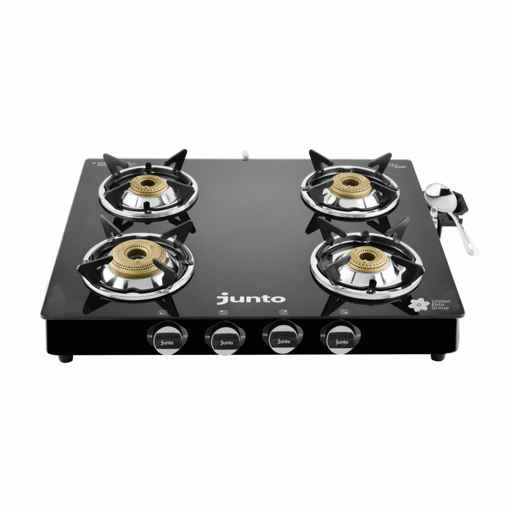 UCOOK JUNTO By United Ekta Engg. CG5004|A series XL Four Burners Glass cooktop, Black