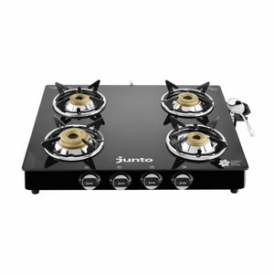 UCOOK JUNTO By United Ekta Engg. CG5004|A series XL Four Burners Glass cooktop, Black