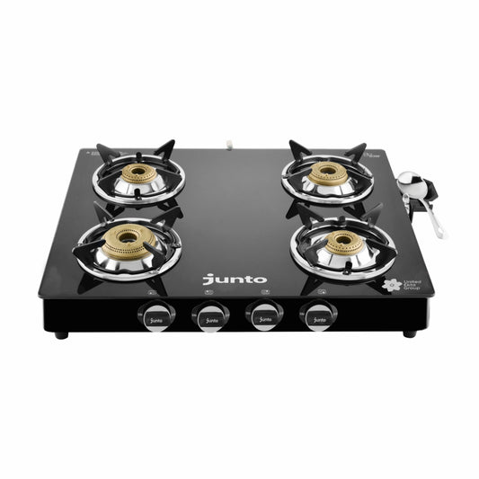 UCOOK JUNTO By United Ekta Engg. CG5004|A series XL Four Burners Glass cooktop, Black