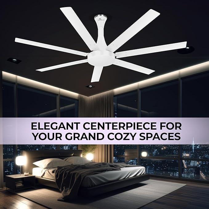RR Signature Aethar Flow 52"High Air Delivery Ceiling Fan with 7 Blades, Low Noise, 16 Pole 40% More Copper Motor (Alice White), 5 Year Warranty, Free Installation (Copy)
