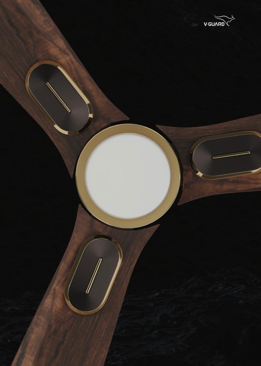 V-Guard AIRWIZ LIGHT PREMIUM HIGH SPEED | 6W LED UNDER LIGHT (48") 370 RPM with 3 Year Warranty BLDC Motor with Remote 1200 mm Ceiling Fan  (5 Star | Choco Teak Wood
