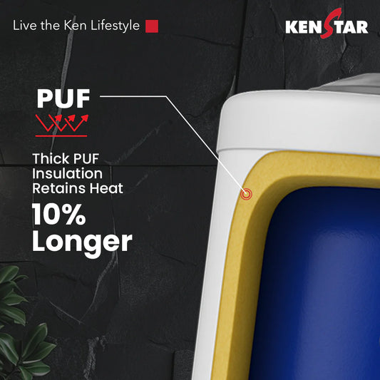 KENSTAR Aqualia 15 Ltr. |Glasslined Tank|Free Connection Pipes|Free Installation|5 Star