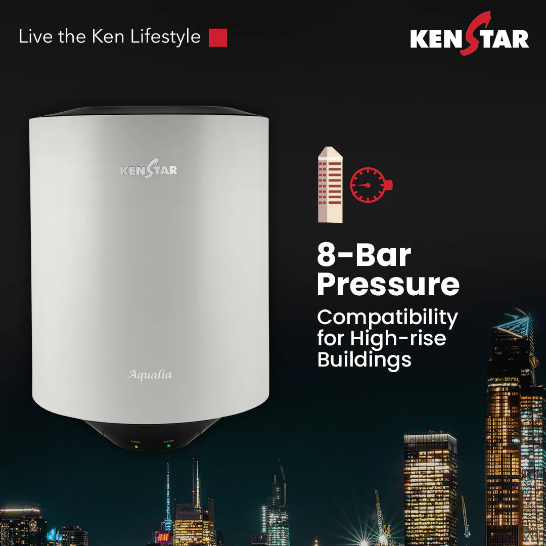 KENSTAR Aqualia 10 Ltr. |Glasslined Tank|Free Connection Pipes|Free Installation|5 star
