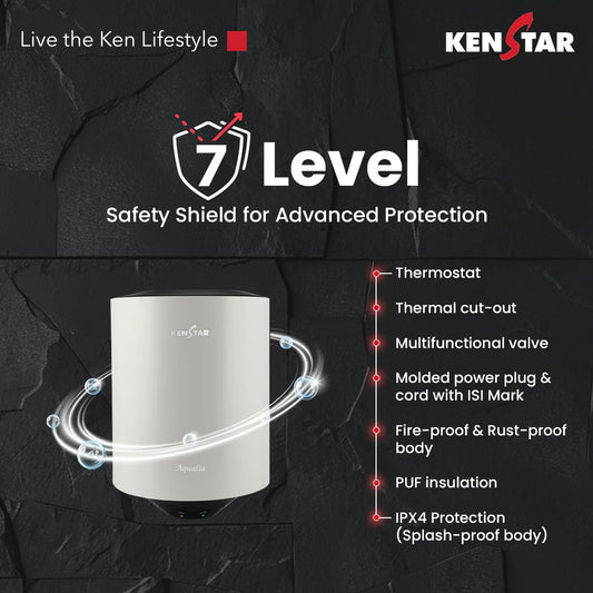 KENSTAR Aqualia 10 Ltr. |Glasslined Tank|Free Connection Pipes|Free Installation|5 star