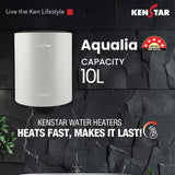 KENSTAR Aqualia 10 Ltr. |Glasslined Tank|Free Connection Pipes|Free Installation|5 star