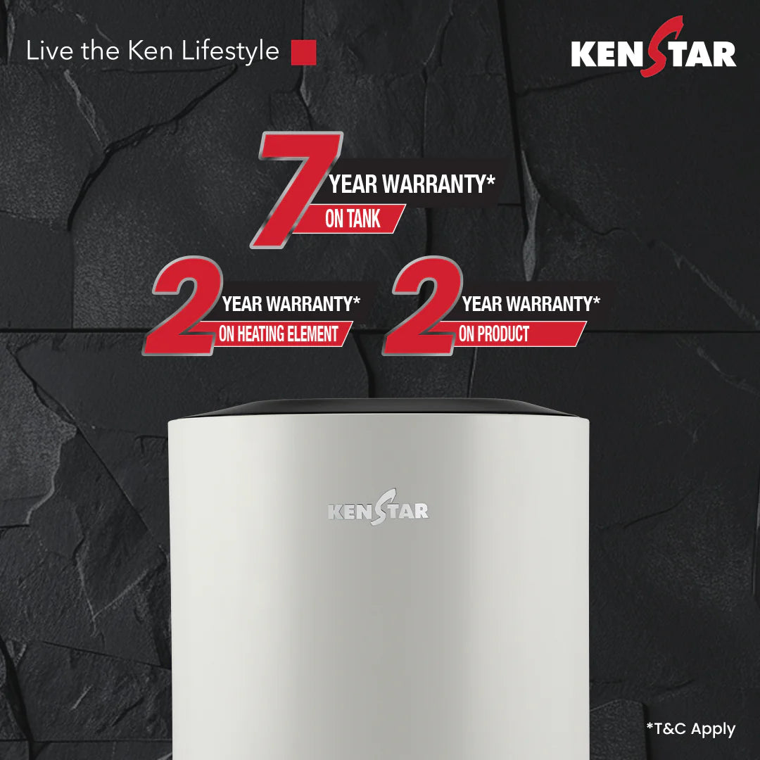 KENSTAR Aqualia 10 Ltr. |Glasslined Tank|Free Connection Pipes|Free Installation|5 star
