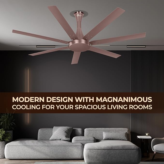 RR Signature Aethar Flow 52"High Air Delivery Ceiling Fan with 7 Blades, Low Noise, 16 Pole 40% More Copper Motor (Rustic Copper), 5 Year Warranty, Free Installation