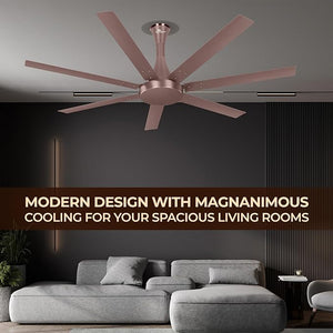 RR Signature Aethar Flow 52"High Air Delivery Ceiling Fan with 7 Blades, Low Noise, 16 Pole 40% More Copper Motor (Rustic Copper), 5 Year Warranty, Free Installation