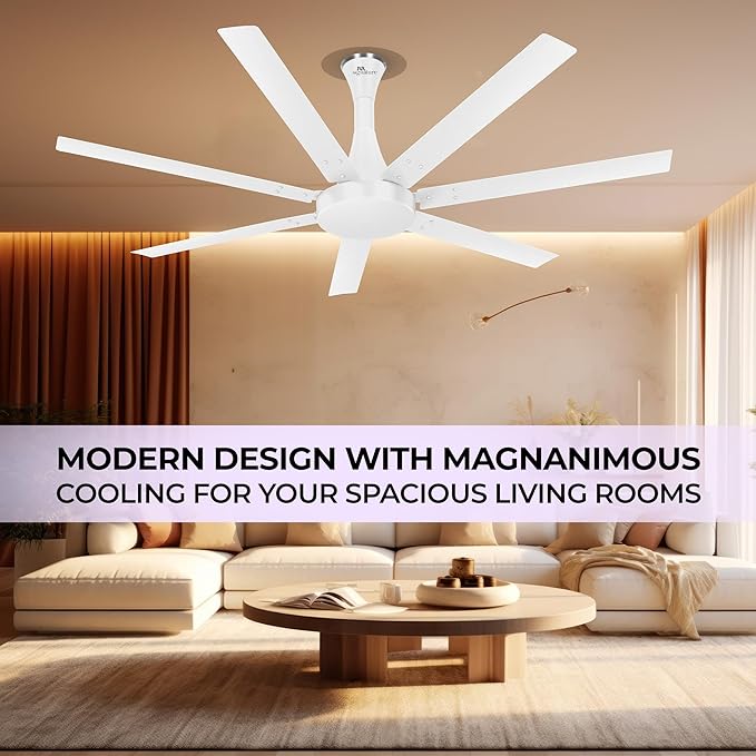 RR Signature Aethar Flow 52"High Air Delivery Ceiling Fan with 7 Blades, Low Noise, 16 Pole 40% More Copper Motor (Alice White), 5 Year Warranty, Free Installation (Copy)