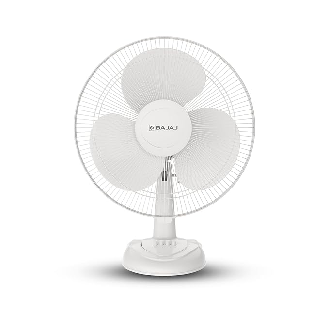 Bajaj Frore Neo Table Fan 400 MM | Table Fans For Home & Office | Aerodynamically Balanced Blades | 100% Copper Motor | High Air Delivery | 3-Speed Control | 2-Yrs Warranty 【White】