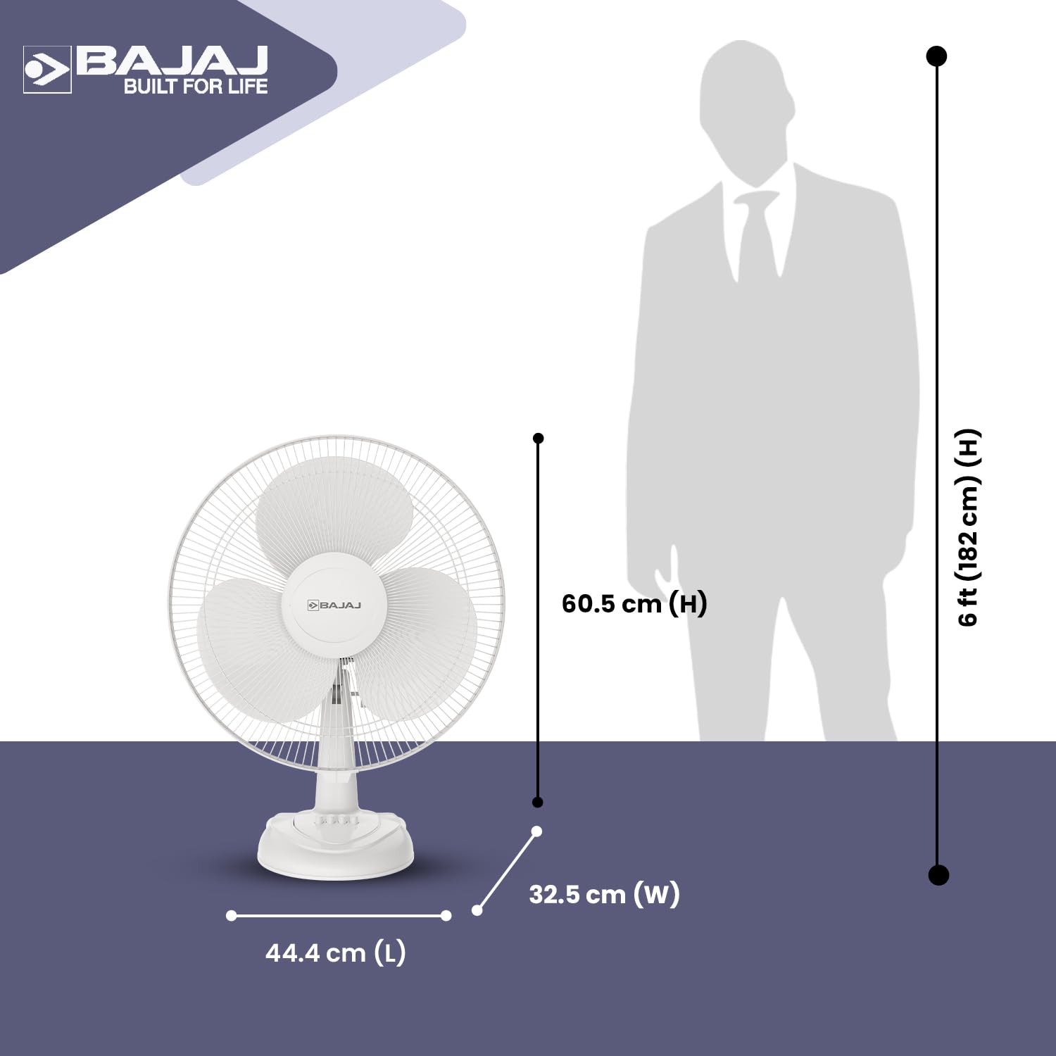 Bajaj Frore Neo Table Fan 400 MM | Table Fans For Home & Office | Aerodynamically Balanced Blades | 100% Copper Motor | High Air Delivery | 3-Speed Control | 2-Yrs Warranty 【White】