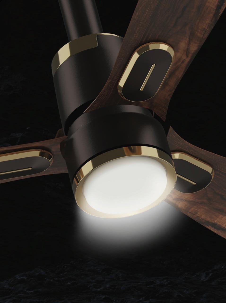 V-Guard AIRWIZ LIGHT PREMIUM HIGH SPEED | 6W LED UNDER LIGHT (48") 370 RPM with 3 Year Warranty BLDC Motor with Remote 1200 mm Ceiling Fan  (5 Star | Choco Teak Wood