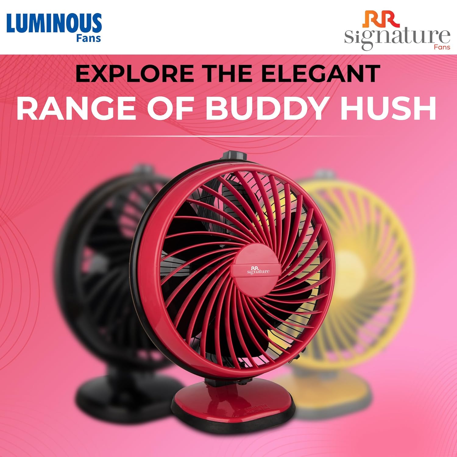 RR Signature Buddy Hush Silent 230 mm Table and Wall Mountable Best for Home and Office Use, (3 Year Manufacturer Warranty, Playful Pink)