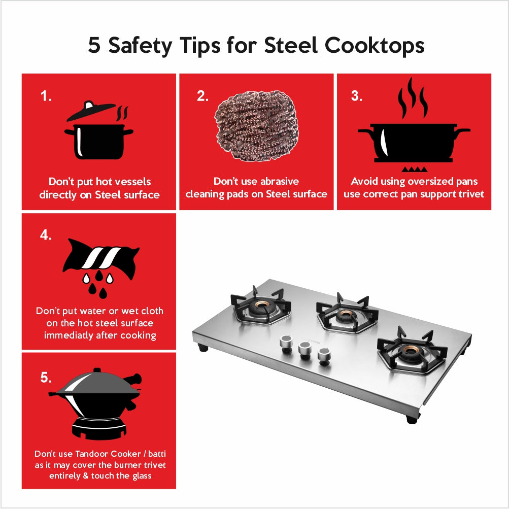 UCOOK JUNTO By United Ekta Engg. CST6003 Three Burners Steel cooktop, Silver. (3 Burners)