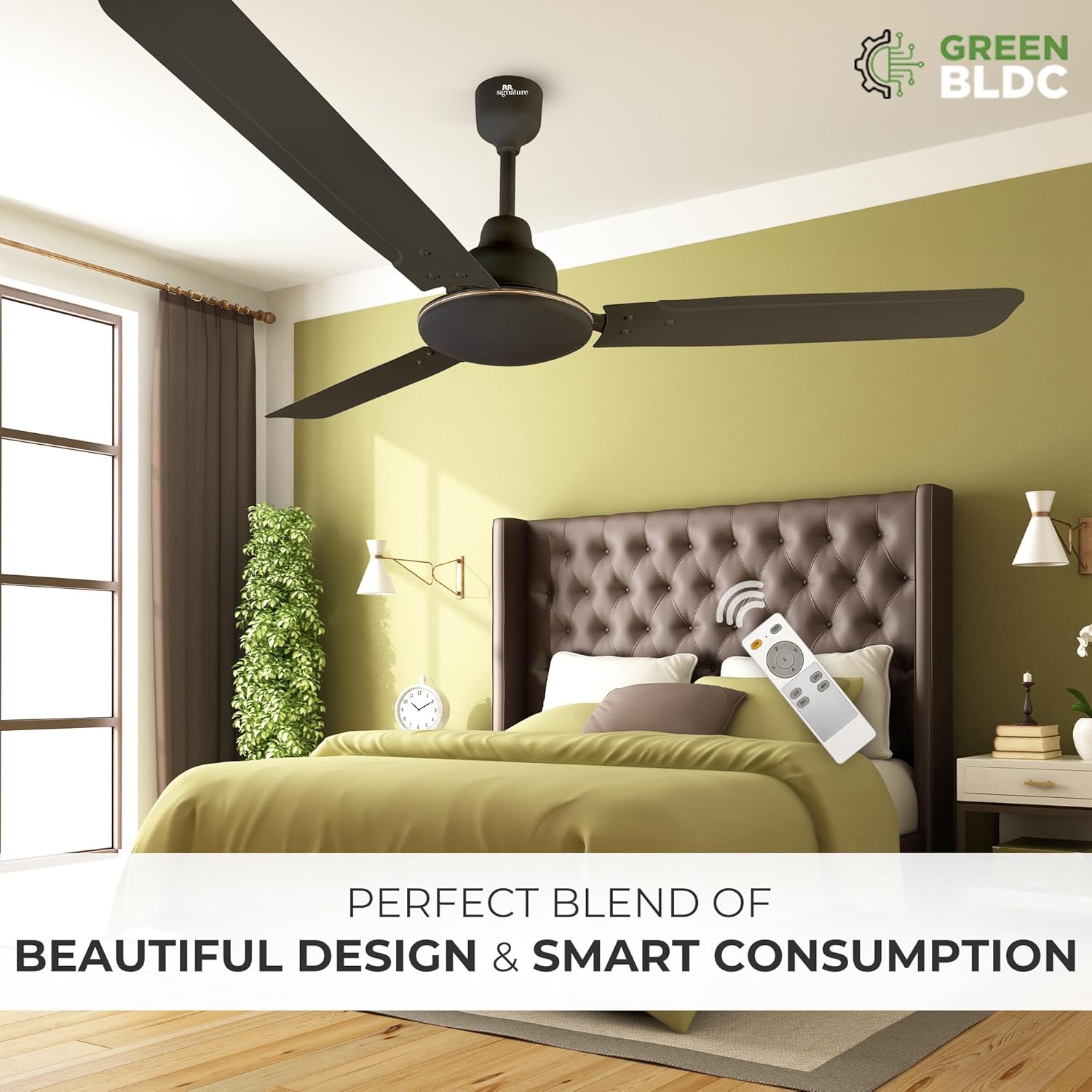 RR Signature 1200 MM Effaire BLDC Fan with Remote, 60% Energy Savings, Ceiling Fan for Home, 3+2 Year Warranty (Velvet Brown)