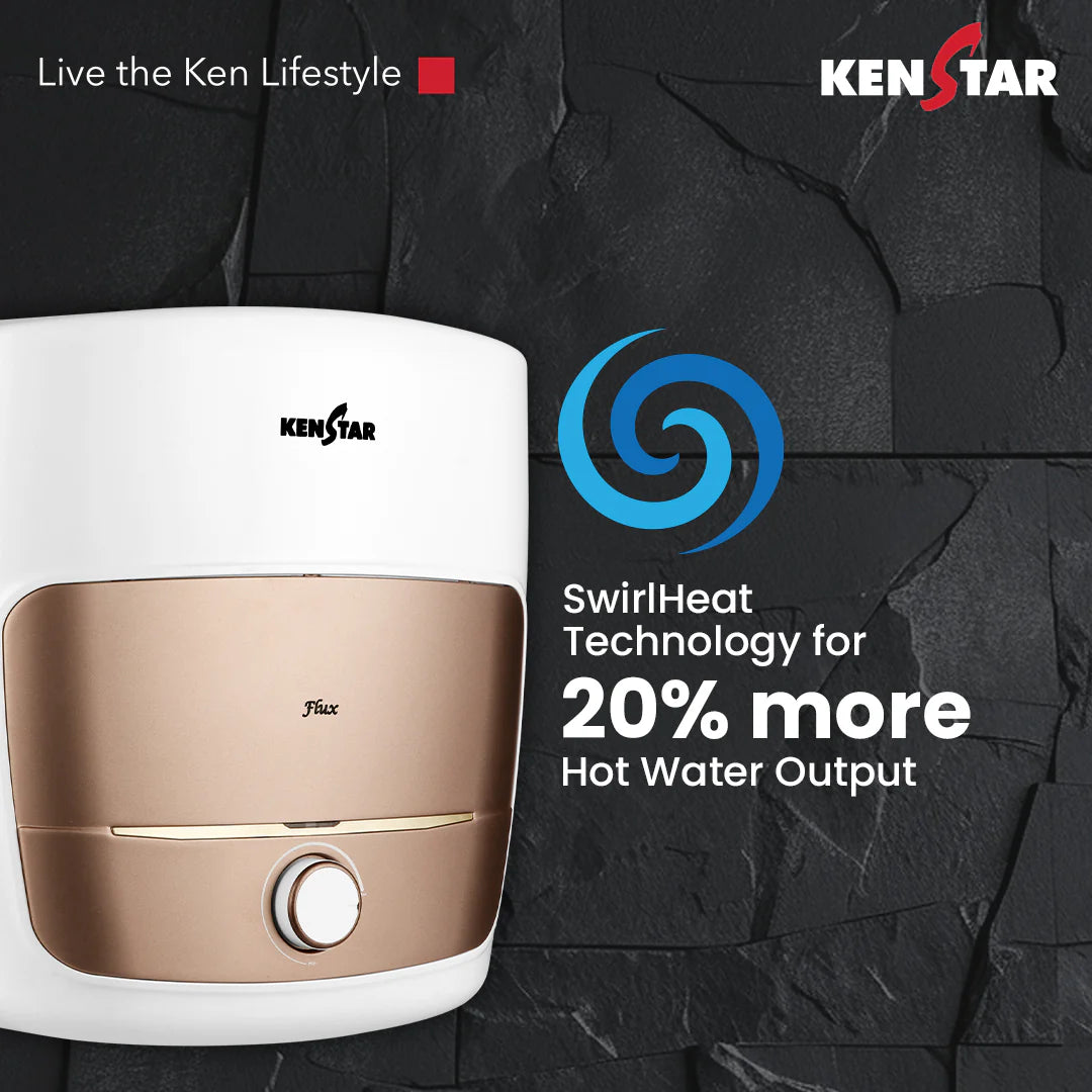 KENSTAR Flux 25 Ltr.|Glasslined Tank|Free Connection Pipes|Free Installation|5 Star