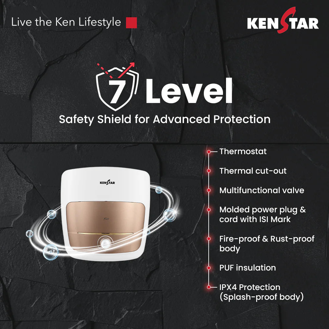 KENSTAR Flux 25 Ltr.|Glasslined Tank|Free Connection Pipes|Free Installation|5 Star