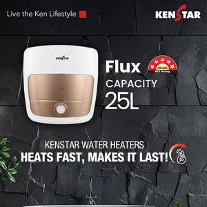 KENSTAR Flux 25 Ltr.|Glasslined Tank|Free Connection Pipes|Free Installation|5 Star