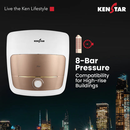 KENSTAR Flux 25 Ltr.|Glasslined Tank|Free Connection Pipes|Free Installation|5 Star