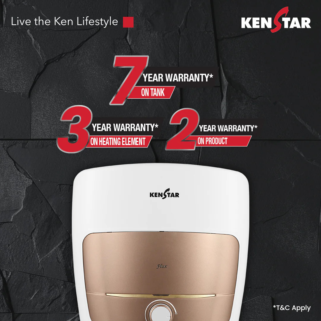 KENSTAR Flux 25 Ltr.|Glasslined Tank|Free Connection Pipes|Free Installation|5 Star