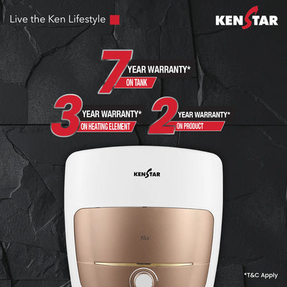 KENSTAR Flux 25 Ltr.|Glasslined Tank|Free Connection Pipes|Free Installation|5 Star
