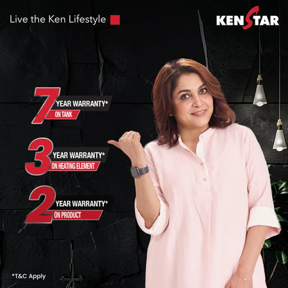 KENSTAR Flux 25 Ltr.|Glasslined Tank|Free Connection Pipes|Free Installation|5 Star