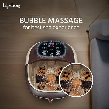 Lifelong Foot Spa Massager with 8 Auto Rollers, Heat, Bubble Therapy, Digital Panel & Callus Remover- Pedicure Spa Tub for Home Use-Deep Soothing Foot Bath for Pain Relief, Detox & Foot Care