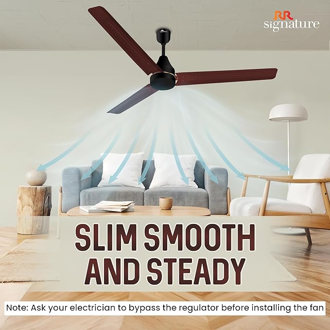 RR Signature INNOVO Motor 1200mm BLDC Ceiling Fan | Remote Control | 5-Star BEE Rated | High Air Delivery | Low Noise | Energy Efficient Design | 3+2-Year Warranty [BROWN]